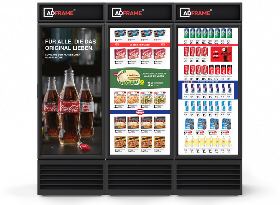 AdFrame Cooler Screens IoT enabled screens for retail